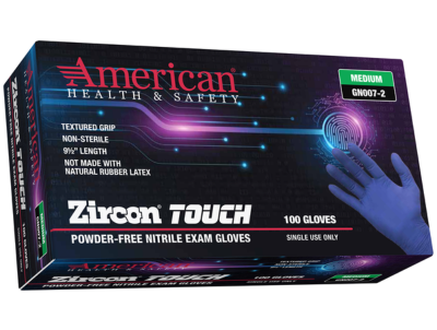 Zircon Touch Blue Nitrile Exam Gloves, Powder-Free, 1000/Case