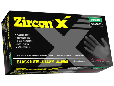 Zircon X Black Nitrile Exam Gloves, 6 mil, Powder Free, 1000/Case