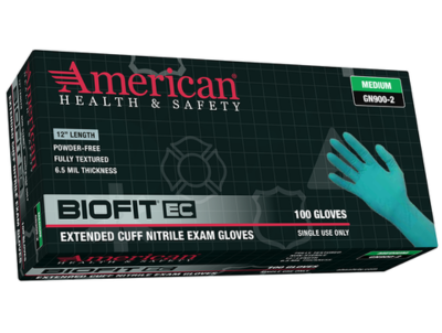 BIOFIT EC Powder Free Nitrile Exam Gloves, Extended Cuff, 6.5 mil, 1000/Case